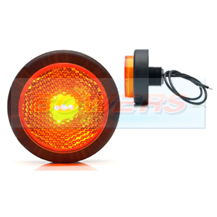 WAS W79RR 12v/24v Amber Side Round Push In LED Marker Light Lamp With Reflector
